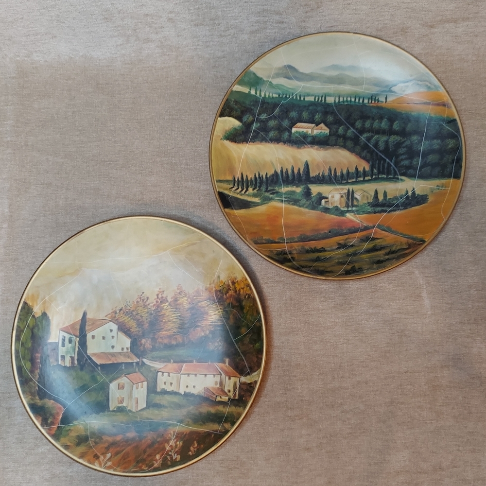 Set of 2 Tuscan Landscape Decorative Plates